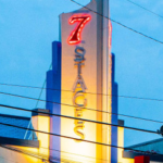 7Stages Theatre marquee at night