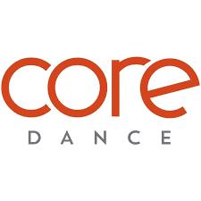 red and black block text reading, "Core Dance"
