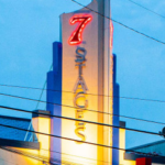 7Stages Theatre marquee at night